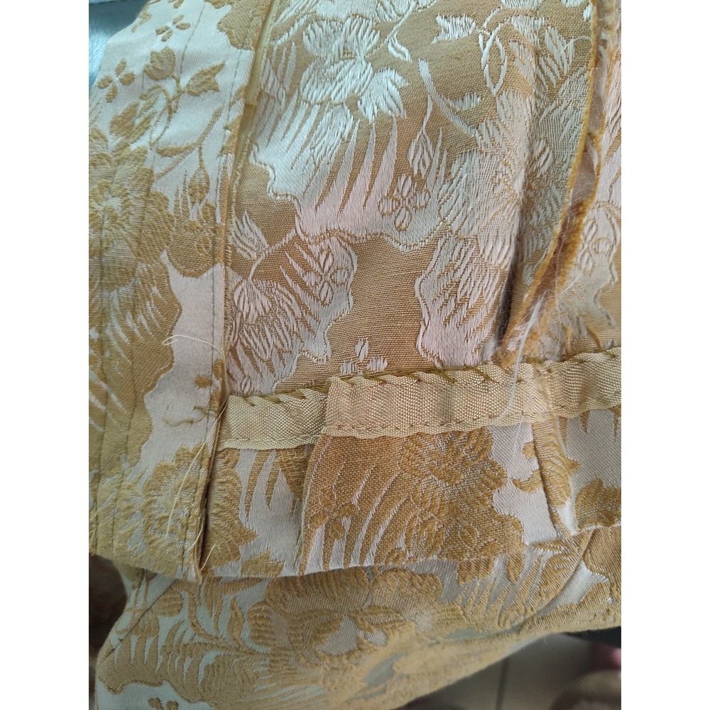 Vintage 50's Gold Brocade Tunic Hostess Top Oriental Theme With Gold Tone Brooch - Picture 12 of 12